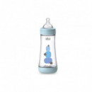 CHICCO PERFECT5 Bouteille en plastique T Silicone bleue 4M+ Fast Flow 300 Ml