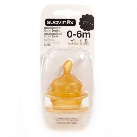 Suavinēx Teta Anatómica de Látex Fluxo Lento 0M+ 2 pcs SUAVINEX Suavinēx Teta Anatómica de Látex Fluxo Lento 0M+ 2 pcs SUAVINEX