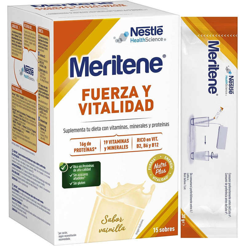 Meritene Fuerza y Vitalidad Sabor Vainilla 15 Sobres NESTLÉ - Guanxe