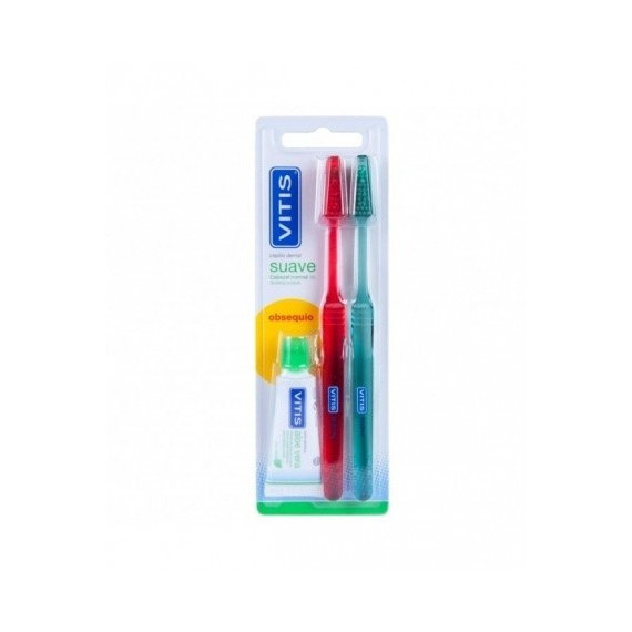 VITIS Duplo Cepillo Dental Suave + Pasta VITIS Blanqueadora 15ML de Regalo
