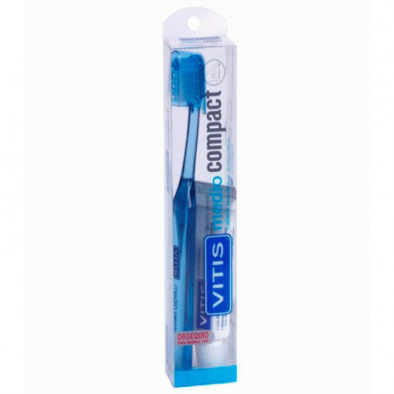 VITIS Escova de dentes média compacta + pasta branqueadora 15ML