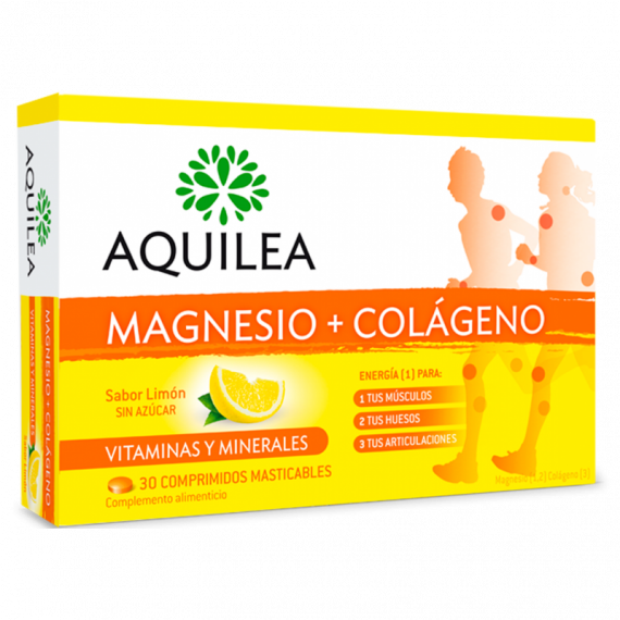 AQUILEA Magnesio + Colágeno 30 Comprimidos Masticables Sabor Limón