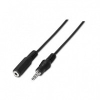 Adaptador Estéreo Jack 3.5 Macho  Jack 3.5 Hembra 1.5M Negro AISENS