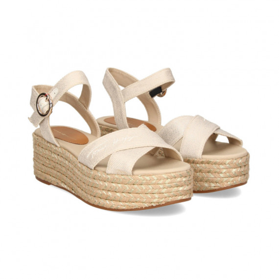 Sandalia Plataforma Tiras Cruz Blanco TOMMY HILFIGER - ❤️ Guanxe Canarias