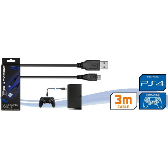 Blackfire Cable Mando PS4 3 m Transparente