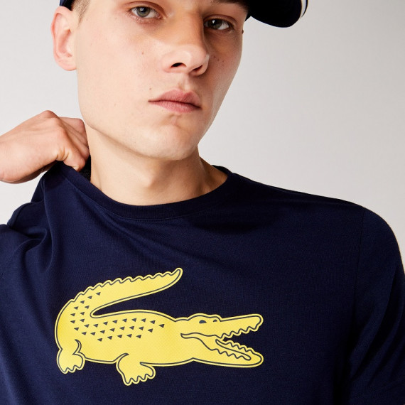 LACOSTE Camiseta Sport en Tejido de Punto Transpirable con Estampado de Cocodrilo en 3D