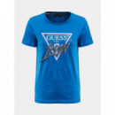 T-Shirt GUESS pour femme, manches courtes avec applications du logo Icon
