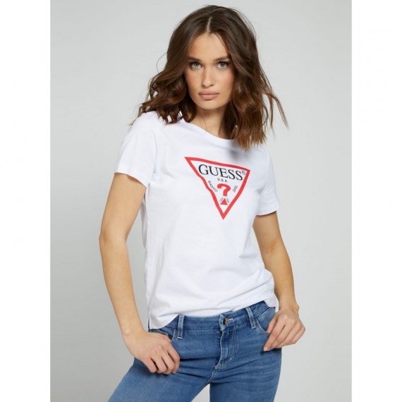 GUESS Camiseta de Corte Holgado, Logo Triángulo Clásico
