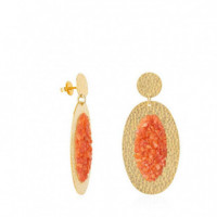 Isis Oval Gold Earrings with Coral Mother-of-Pearl SUSANA REQUENA