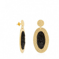 SUSANA REQUENA Oval Gold Nix with Black Mother-of-Pearl Earrings