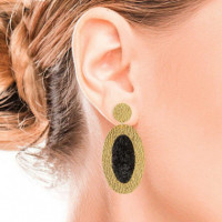 SUSANA REQUENA Oval Gold Nix with Black Mother-of-Pearl Earrings