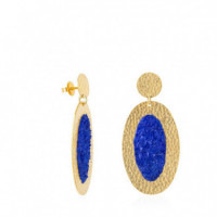 Oval Earrings Selene Gold with Blue Mother-of-Pearl SUSANA REQUENA