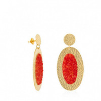 Estia Oval Gold Earrings with Red Mother-of-Pearl SUSANA REQUENA