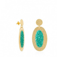Oval Earrings Gold Anais with Turquoise Stone SUSANA REQUENA