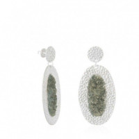 SUSANA REQUENA Silver Oval Medusa with Gray Mother-of-Pearl Earrings