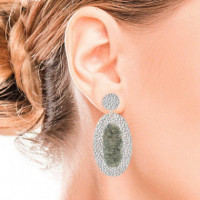 SUSANA REQUENA Silver Oval Medusa with Gray Mother-of-Pearl Earrings
