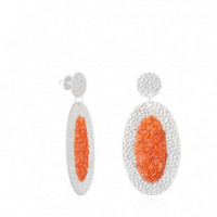 Silver Oval Earrings Isis with Coral Mother-of-Pearl SUSANA REQUENA