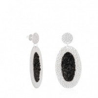 Oval Silver Earrings Nix with White Mother-of-Pearl SUSANA REQUENA