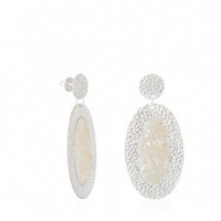Silver Oval Earrings Aphrodite with White Mother-of-Pearl SUSANA REQUENA