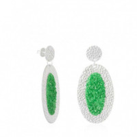 Silver Oval Demeter Earrings with Green Mother-of-Pearl SUSANA REQUENA