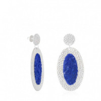 Oval Silver Earrings Selene with Blue Mother-of-Pearl SUSANA REQUENA