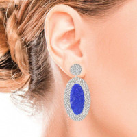 Oval Silver Earrings Selene with Blue Mother-of-Pearl SUSANA REQUENA