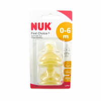 NUK First Choice Anti-Colic Latex Teat Large Orifice 0-6M 2 Units