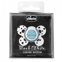 CHICCO Chupete Black & White Silicona 6-16M Azul