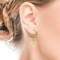 SUSANA REQUENA Gold Plated Pendant Earrings with Musical Note Motive