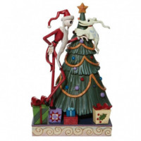 Figura decorativa Santa Jack y Zero junto al árbol