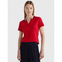 Slim Gbl Stp Open-nk Polo Ss Primary Red  TOMMY HILFIGER