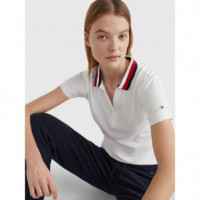 Slim Gbl Stp Open-nk Polo Ss Th Optic Wh  TOMMY HILFIGER