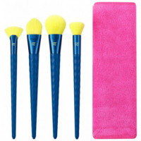 Colección Prism Glo: Luxe Glow Brush Kit - Set Brochas Rostro, Incluye Toalla REAL TECHNIQUES