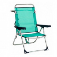 Beach chair high bed alco alum/fibrel blue green 671a 124545