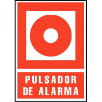 CARTEL PVC ROJO PULSADOR DE ALARMA