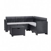 Set Salon de Jardin 1 Sofa y Mesa Serie Nebraska Corner Antracita BICA