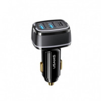 USAMS 80W Black Fast Charger for 3 Devices for Car 80W