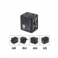 Dual Black Universal Travel Charger with 4 in 1 Adapter USAMS
