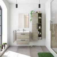 Bathroom Cabinet + Mirror Aruba Oak Alaska 57X60X45CM BENOTTI
