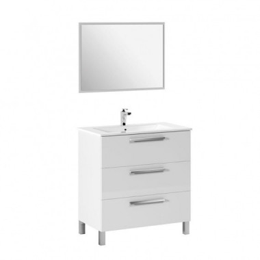 Bathroom Cabinet + Mirror Athena Gloss White 86X80X45CM BENOTTI