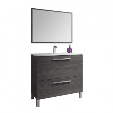 Bathroom Cabinet + Mirror Urban Grey Ash 80X80X45CM BENOTTI