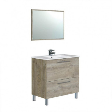 Bathroom Cabinet + Mirror Urban Oak Alaskan Oak 80X80X45CM BENOTTI