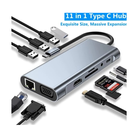 ULTRAPIX Adaptador 11 en 1 Conexión USB C + 11 Puertos UPBN-022