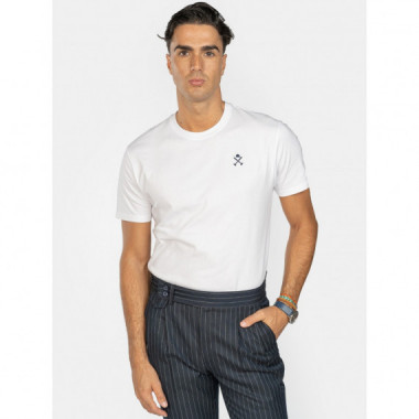 Harper &amp; Neyer white T-shirt with embroidered logo