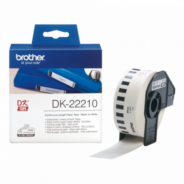 BROTHER Etiquetas DK22210  Cinta Continua de Papel Térmico (blanca). Ancho: 29 Mm. Longitud: 30,48 M