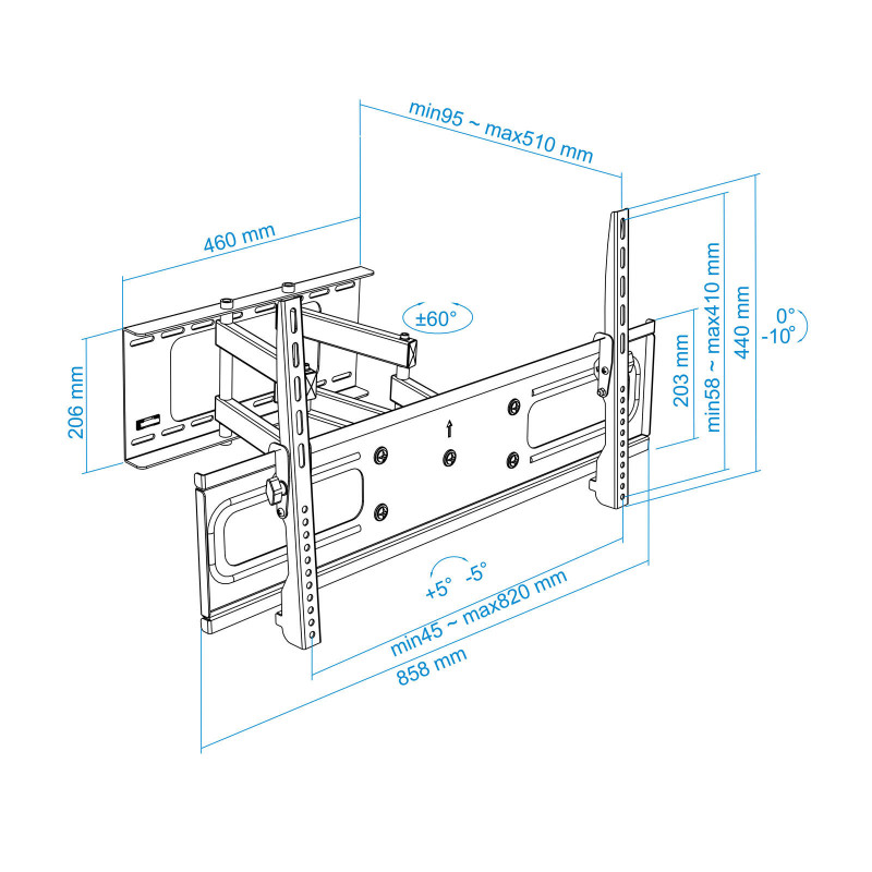 SOPORTE PARA MONITOR Y TV 32-63 INCLINABLE Y GIRATORIO NEGRO LP7063TN-B