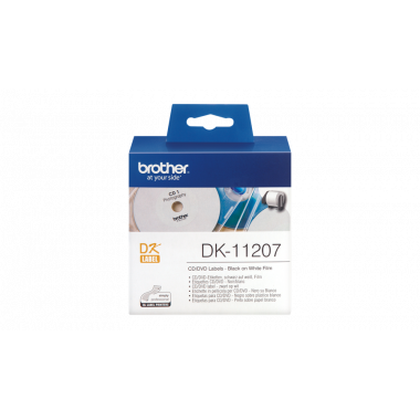 BROTHER Etiquetas DK11207  Etiquetas Circulares Precortadas para Cd/dvd (película Plástica). 100 Etiquetas Blancas de 58 Mm de