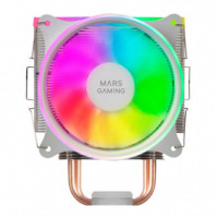 MARS GAMING Ventilador con Disipador Mcpuxw Blanco Rgb Iluminacion Dual Argb 4 Heatpipes Disipador de de Alta Densidad Ventilad