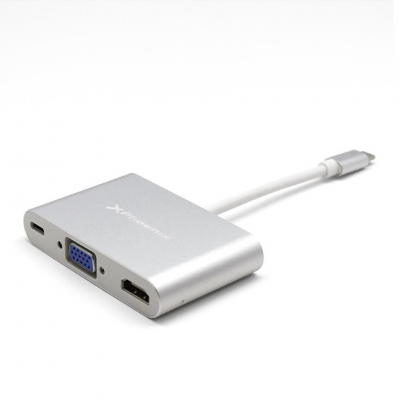 Dock USB-C PHOENIX Multipuerto 3 en 1 HDMI 4K/VGA/USB TIPOC White