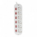 EWENT 6 prises Shuco avec protection individuelle et interrupteur pour chaque Shuco (EW3933)
